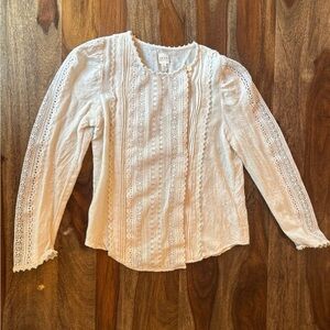 La Vie by Rebecca Taylor cream  Lace Detail Women's Top